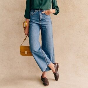 Sézane Le Crop Denim, denim blue, size 36 (US 4)